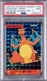 1999 Pokemon Japanese Bandai "Carddass Vending Series 5" #186 Charizard, Prism - PSA MINT 9